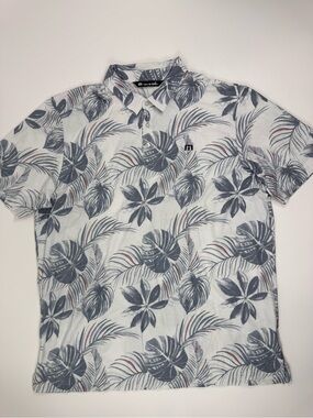 Travis Mathew Men’s Tropical Leaf Polo - White & Gray